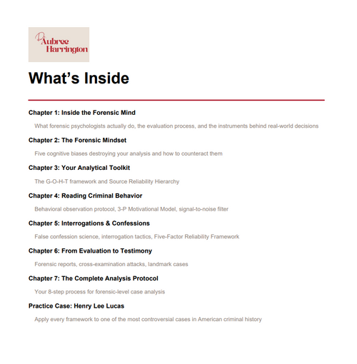 Think Like a Forensic Psychologist: The Complete Case Analysis System